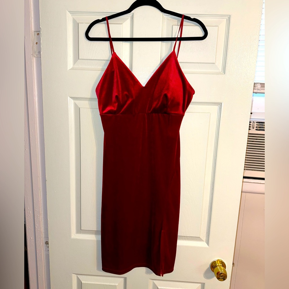 Red Velvet Body-con Dress - Size XL